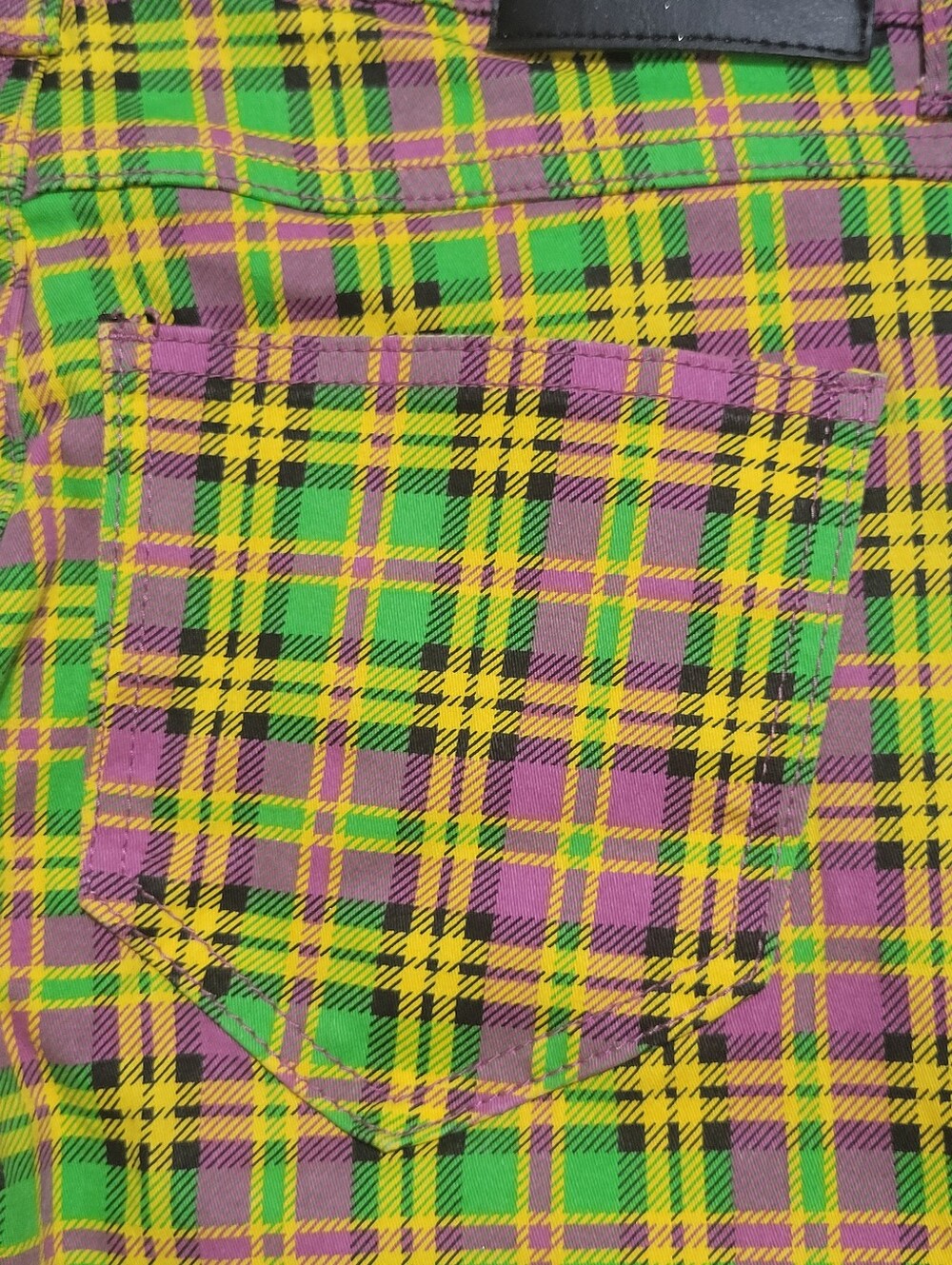 Decibel Unisex Plaid Racer Stripe Emo Skinny Jeans Size 30×32 Green Purple... - Picture 11 of 16